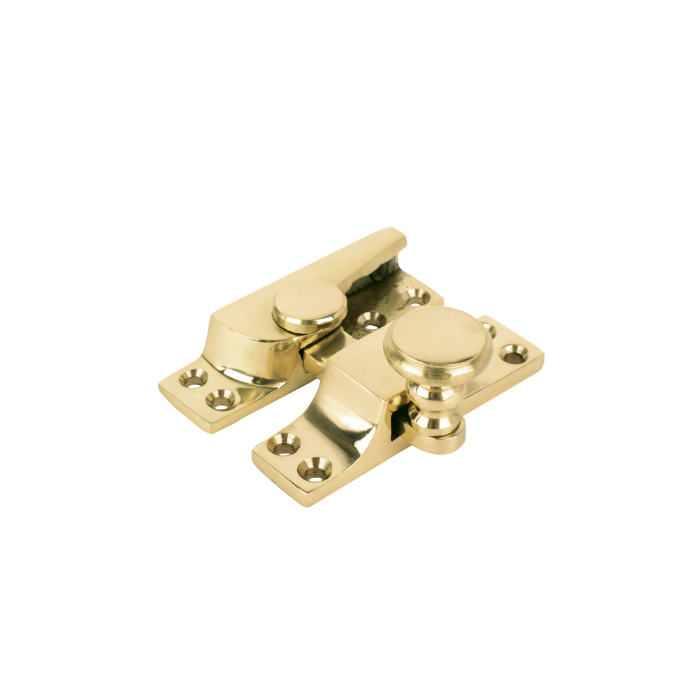 Sash Heritage Straight Arm Fastener Raised Round Knob (Standard) - Polished Brass